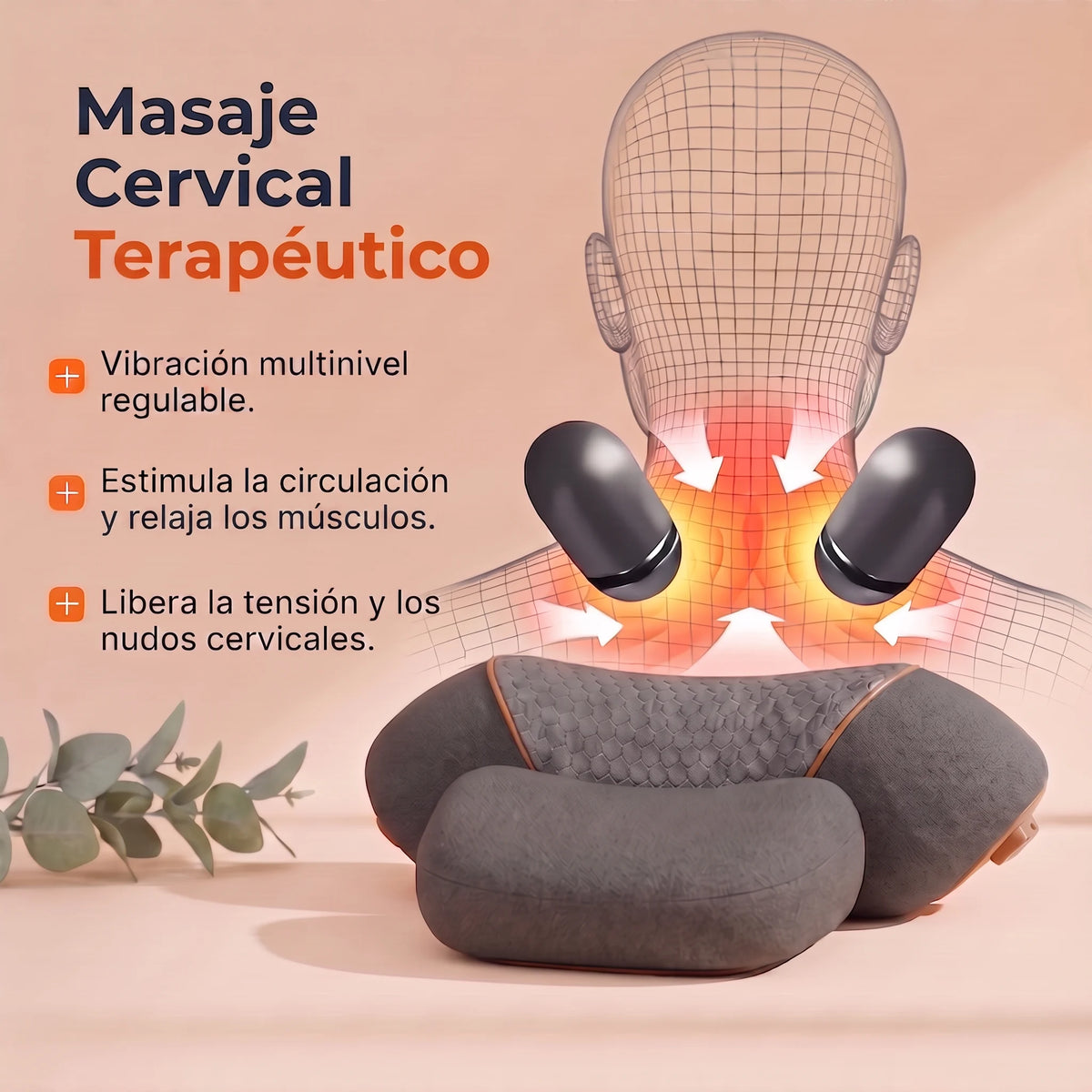 Masaje neuromuscular por vibración para descompresión de vértebras cervicales